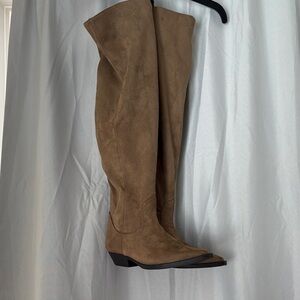 Time and Tru Over-the-Knee Suede Boots in Tan